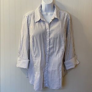 Merona White w/Black Stripes Button Blouse…